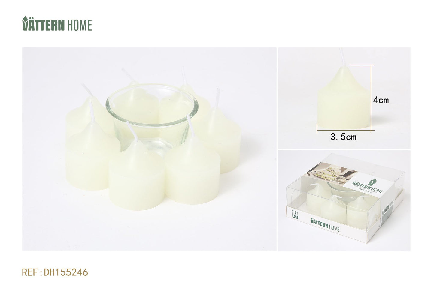 Juego de velas de aromaterapia (7 velas + 1 vaso) 3,5*4 cm sabor a crema de parafina (blanco lechoso) que arde durante 3 horas