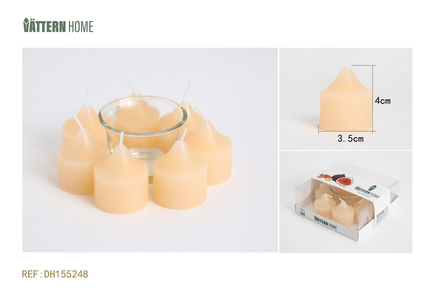 Juego de velas de aromaterapia (7 velas + 1 vaso) 3,5*4 cm sabor a crema de parafina (blanco lechoso) que arde durante 3 horas