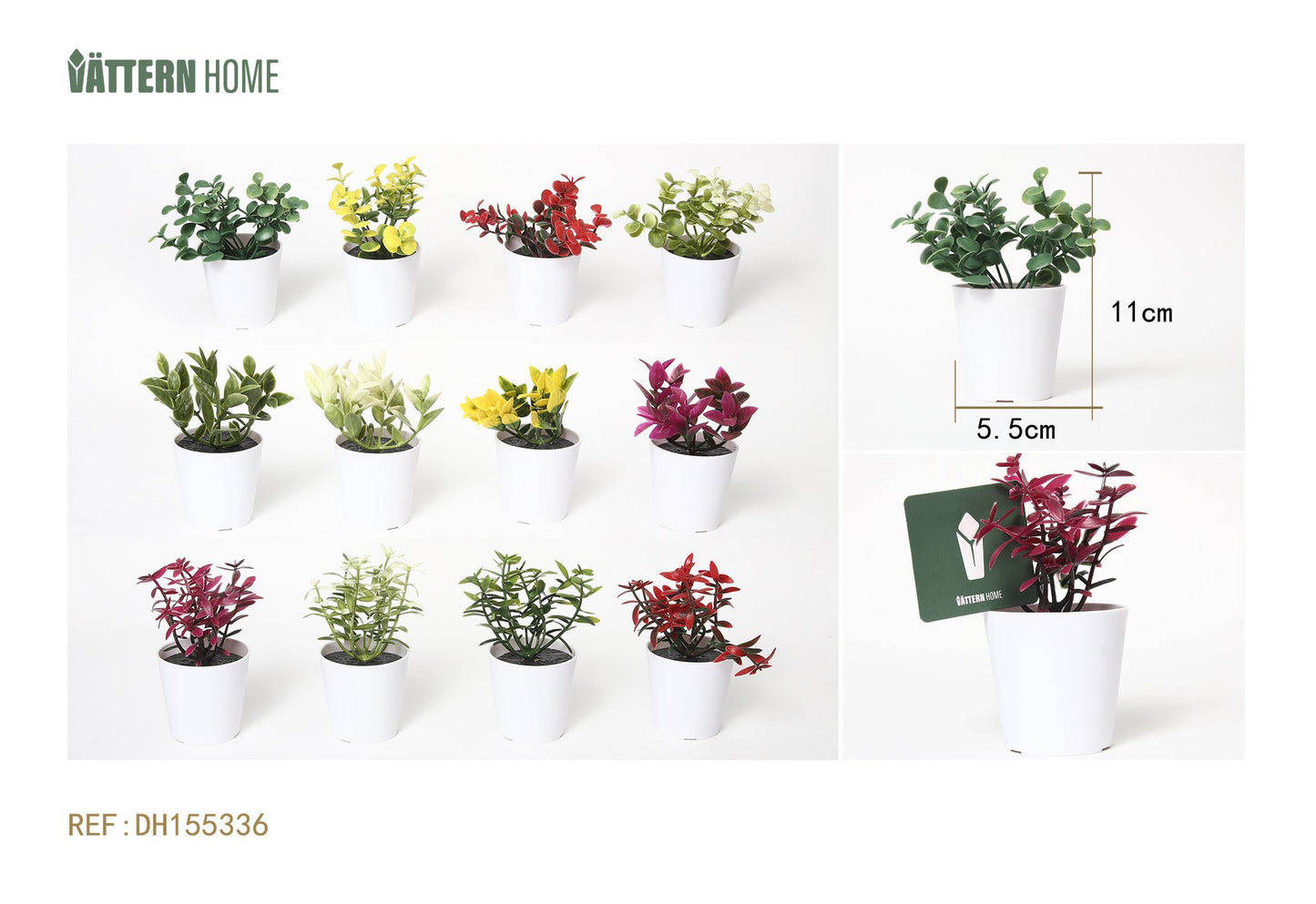 Plantas artificiales de plástico de 5,5 x 5,5 x 11 cm, serie de césped pequeño, simulación de plantas verdes en macetas, adornos creativos decorativos.