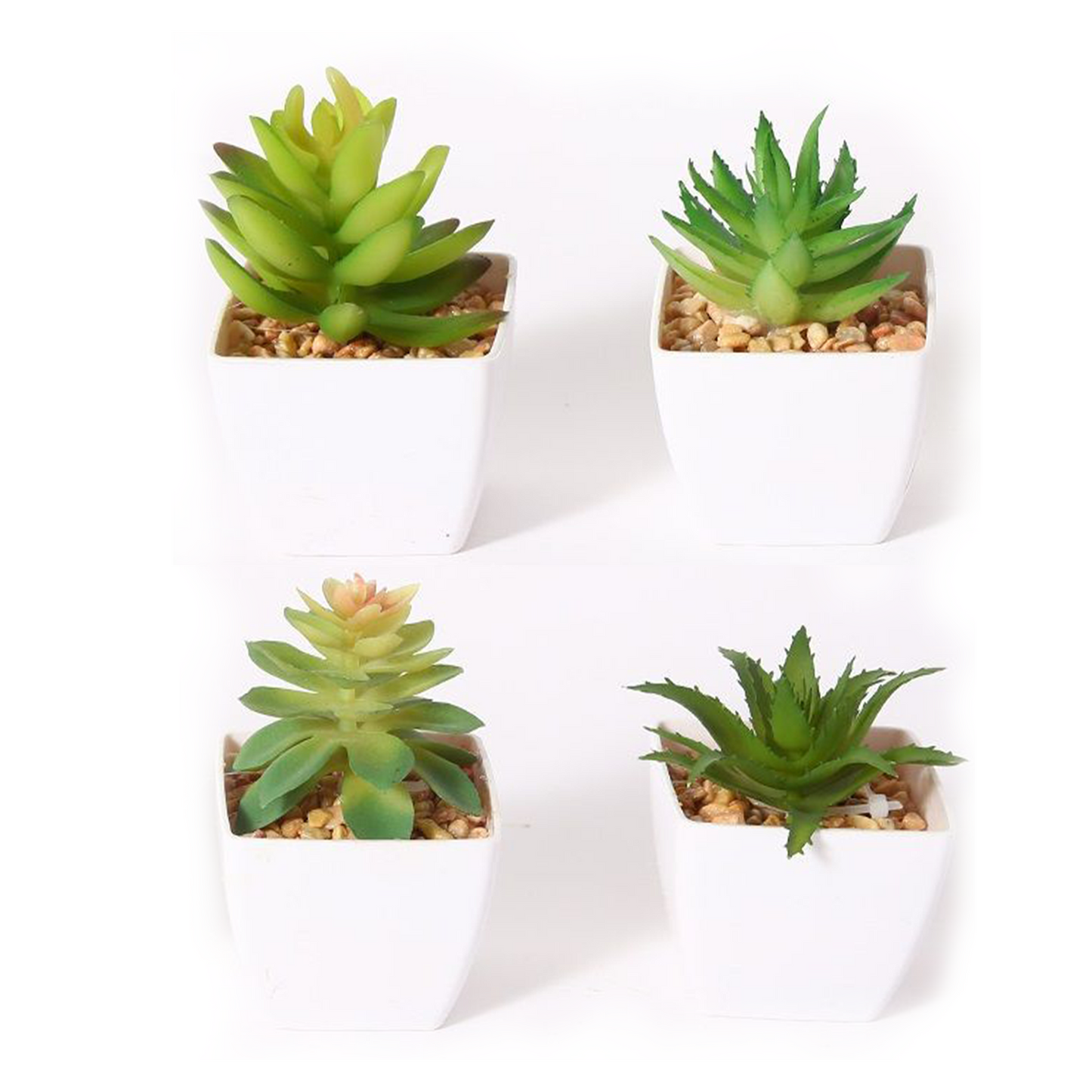 Plantas artificiales de plástico verde surtido, 5x5x7 cm, simulación en maceta, adornos creativos, decoración