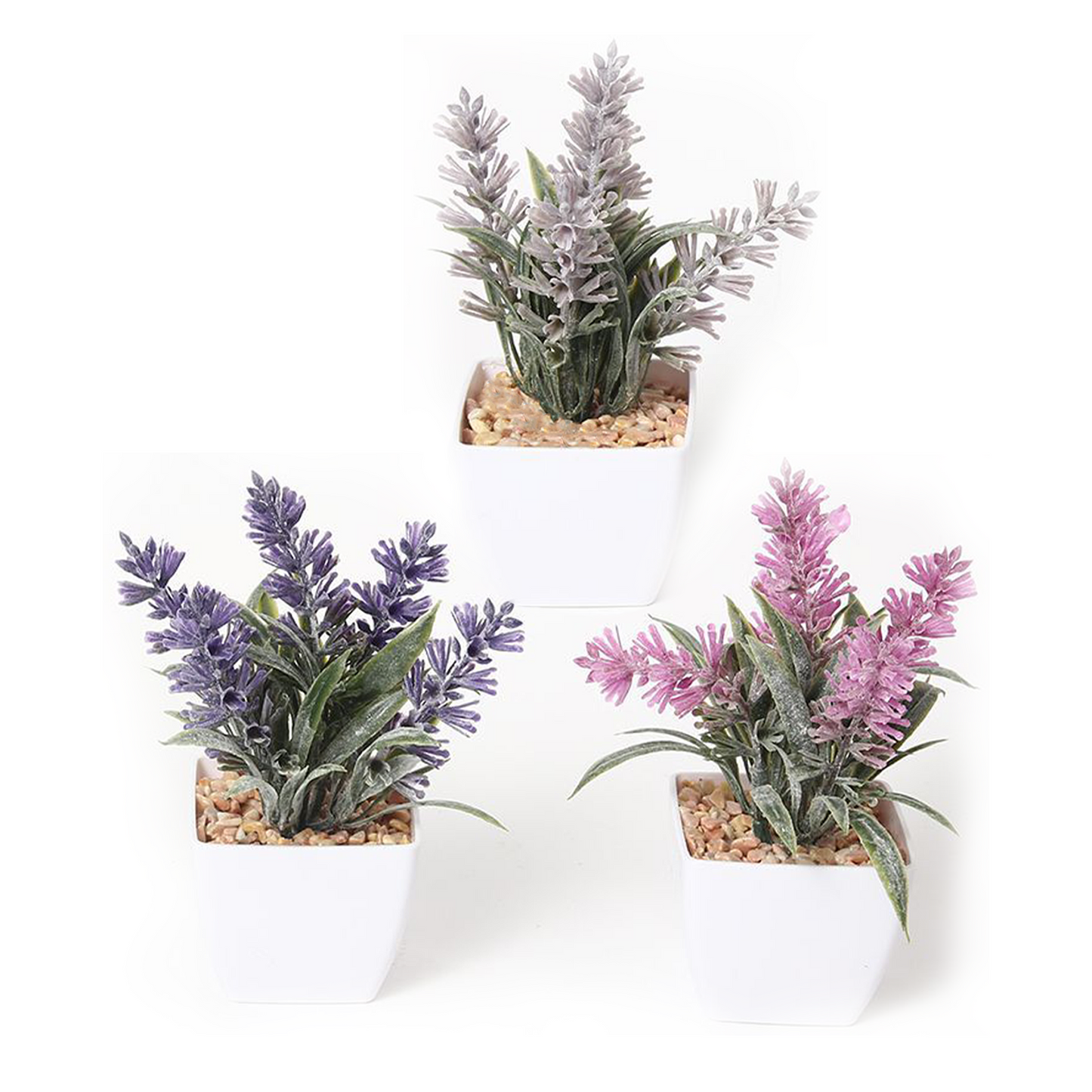 Planta artificial de plástico verde en maceta, serie lavanda, 5,5 x 5,5 x 12 cm, adornos creativos decorativos.