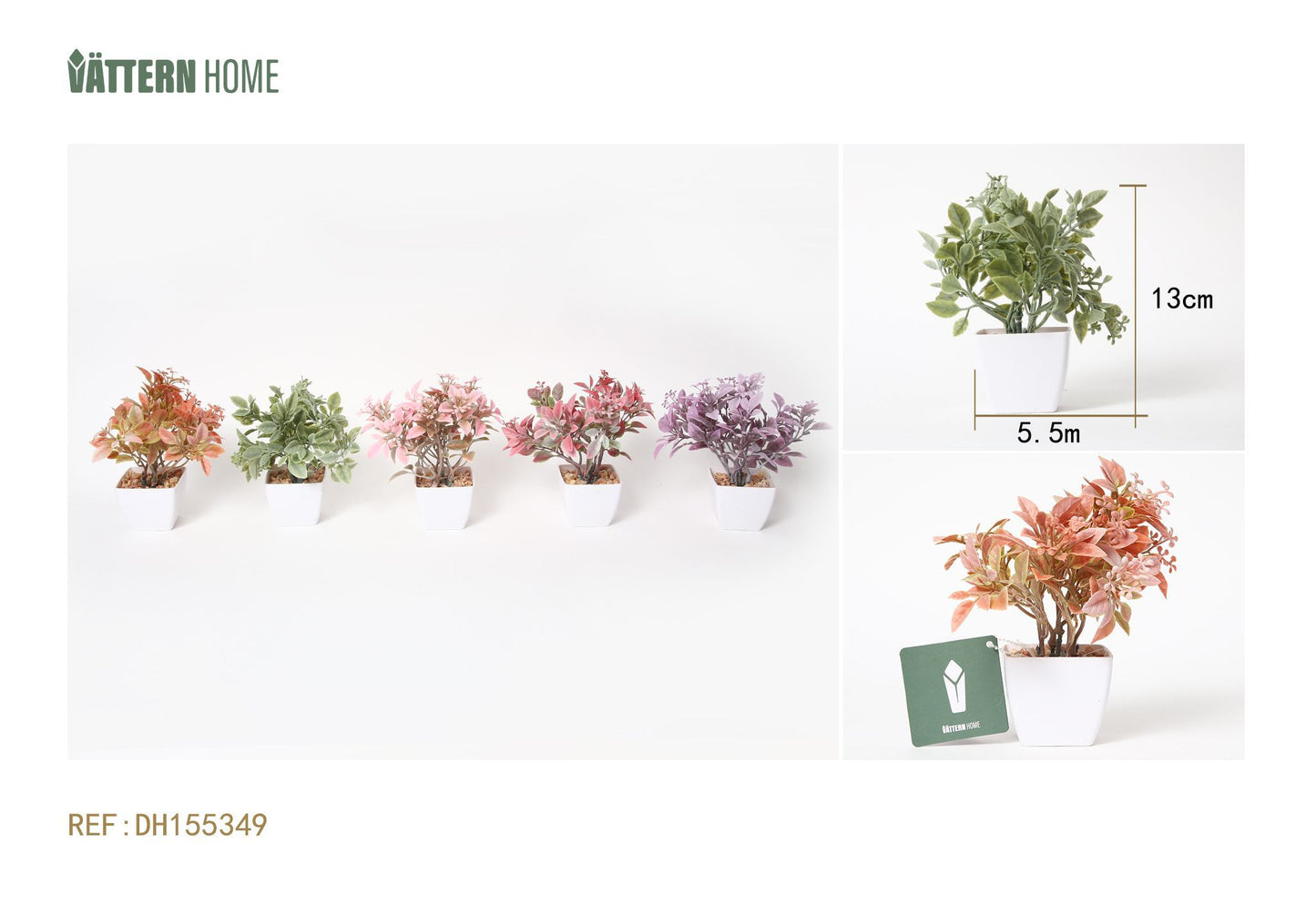 Serie de flores y plantas 5,5*5,5*13 cm, plantas verdes artificiales, simulación en maceta, adornos creativos, decoración