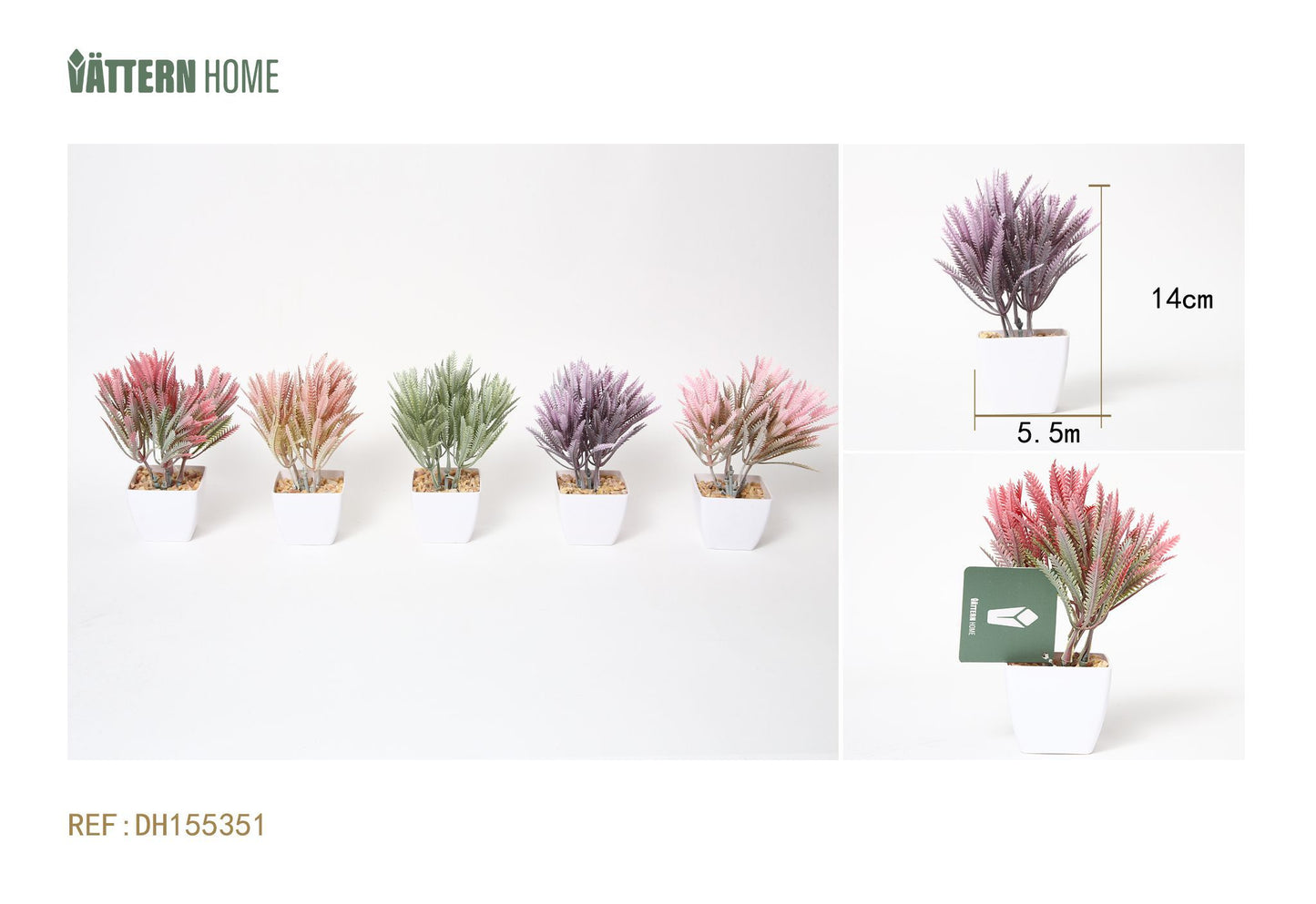 Serie de flores y plantas 5,5*5,5*14 cm, plantas verdes artificiales, simulación en maceta, adornos creativos, decoración