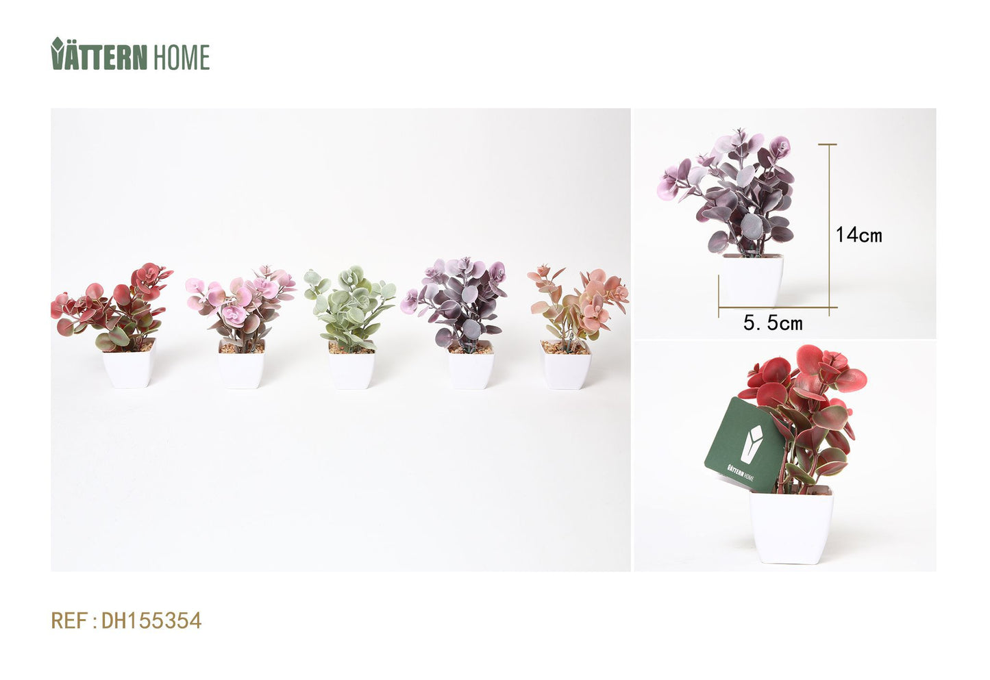 Serie de flores y plantas 5,5*5,5*14 cm, plantas verdes artificiales, simulación en maceta, adornos creativos, decoración