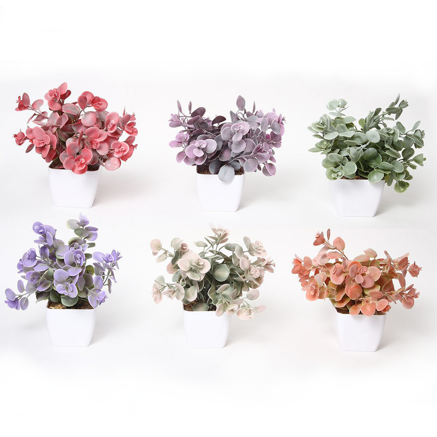 Serie de flores y plantas 7,5*7,5*20 cm, plantas verdes artificiales de plástico, simulación en maceta, adornos creativos, decoración