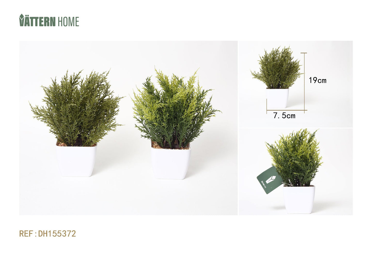 Serie de espinas de pino 7,5 x 7,5 x 19 cm, planta verde artificial, simulación en maceta, adornos creativos, decoración