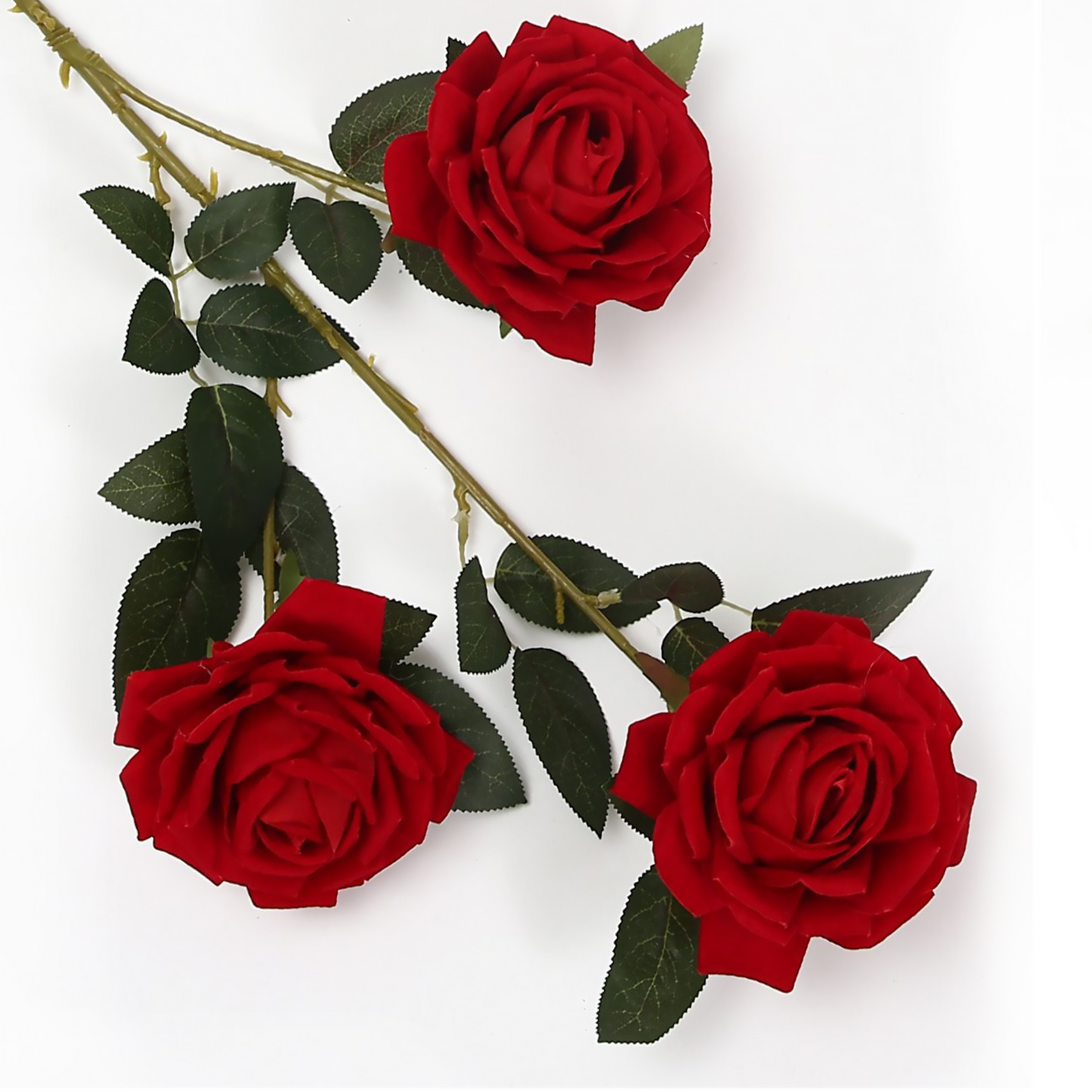 Flocado de poliéster 3 rosas grandes 90CM rojo