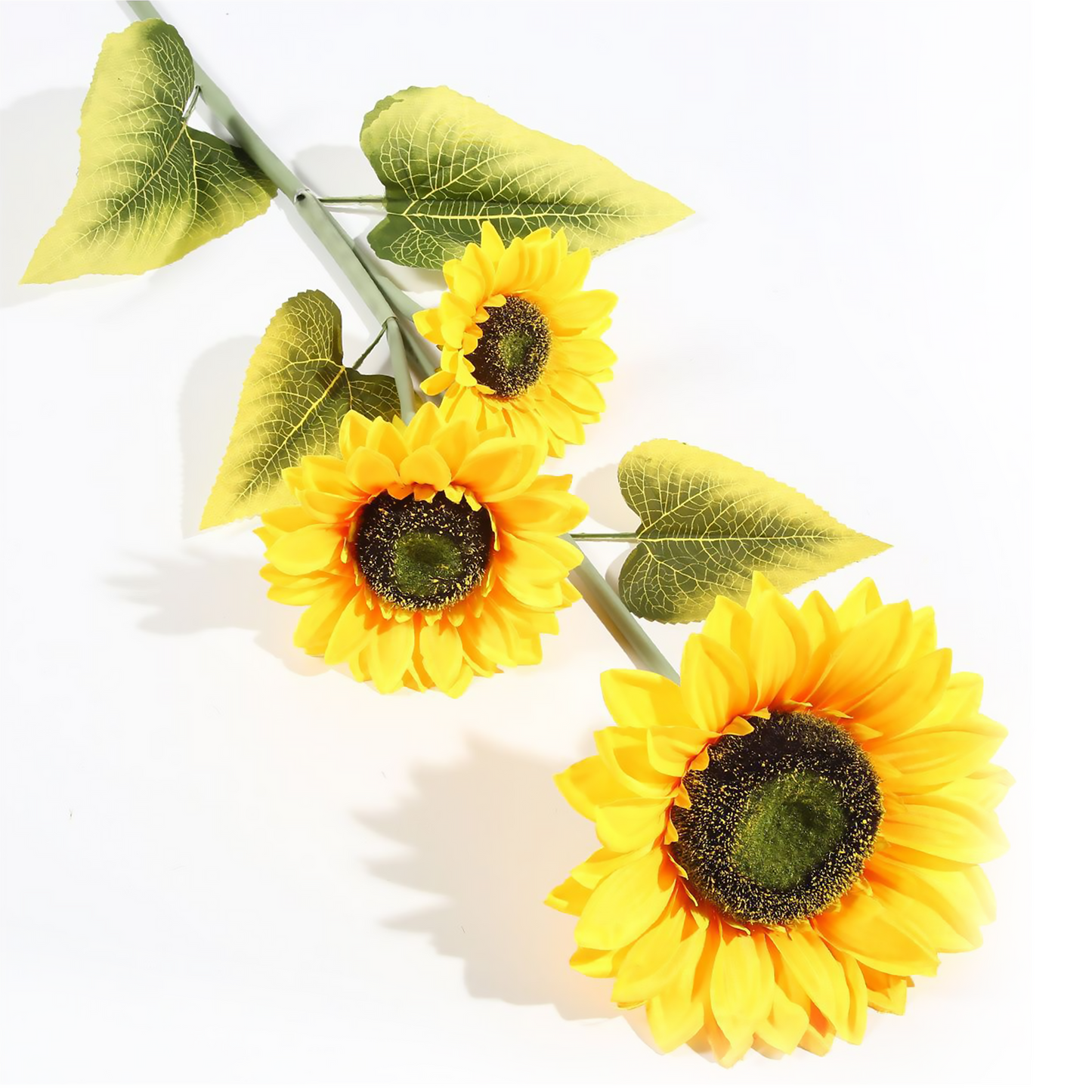 3 cabezas de girasol 115CM (tamaño de la cabeza de la flor 25cm, 18cm, 15cm) tela mate amarilla,
