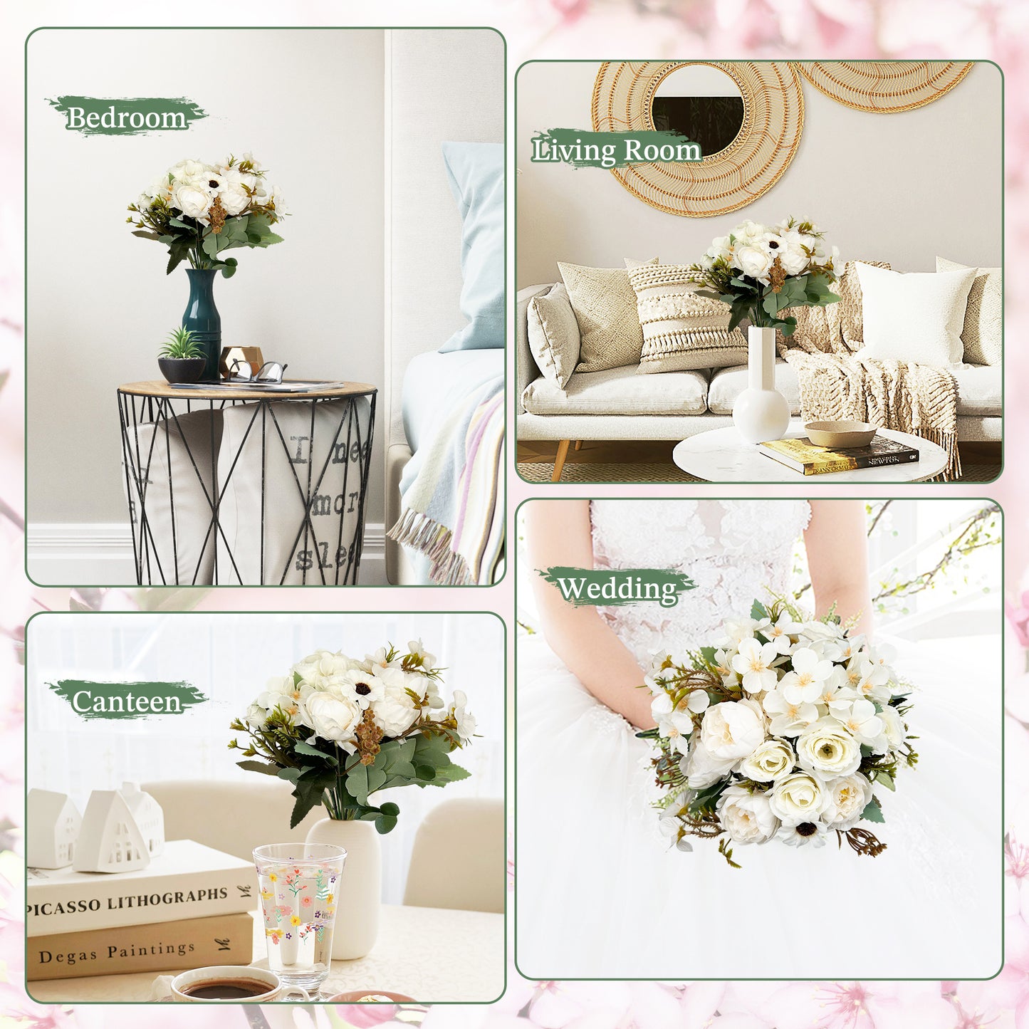 VATTEN HOME Ramos de Tela de Seda Artificial Mixta, adecuados para Ramos de Boda, Decoraciones para Fiestas en el hogar