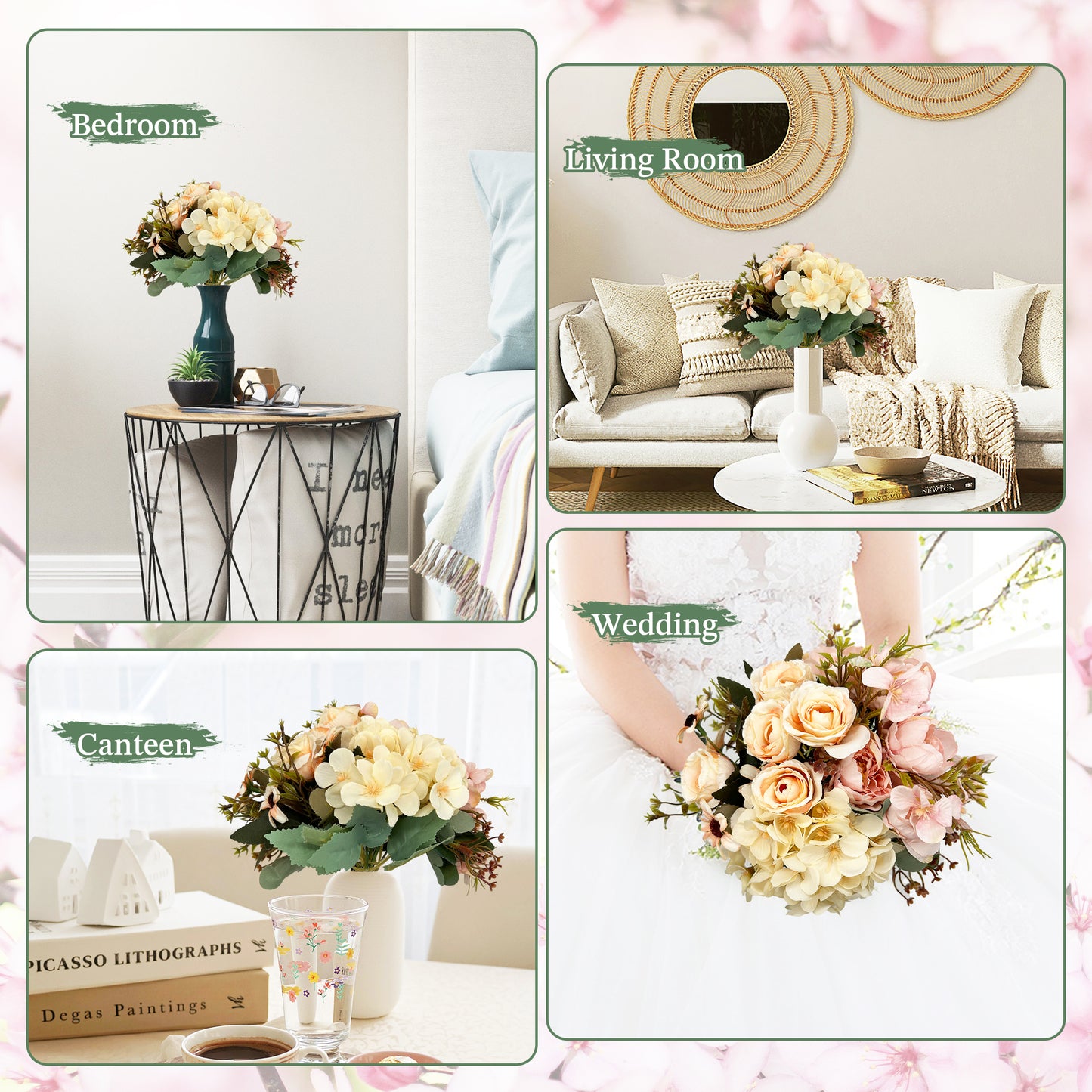 VATTEN HOME Ramos de Tela de Seda Artificial Mixta, adecuados para Ramos de Boda, Decoraciones para Fiestas en el hogar