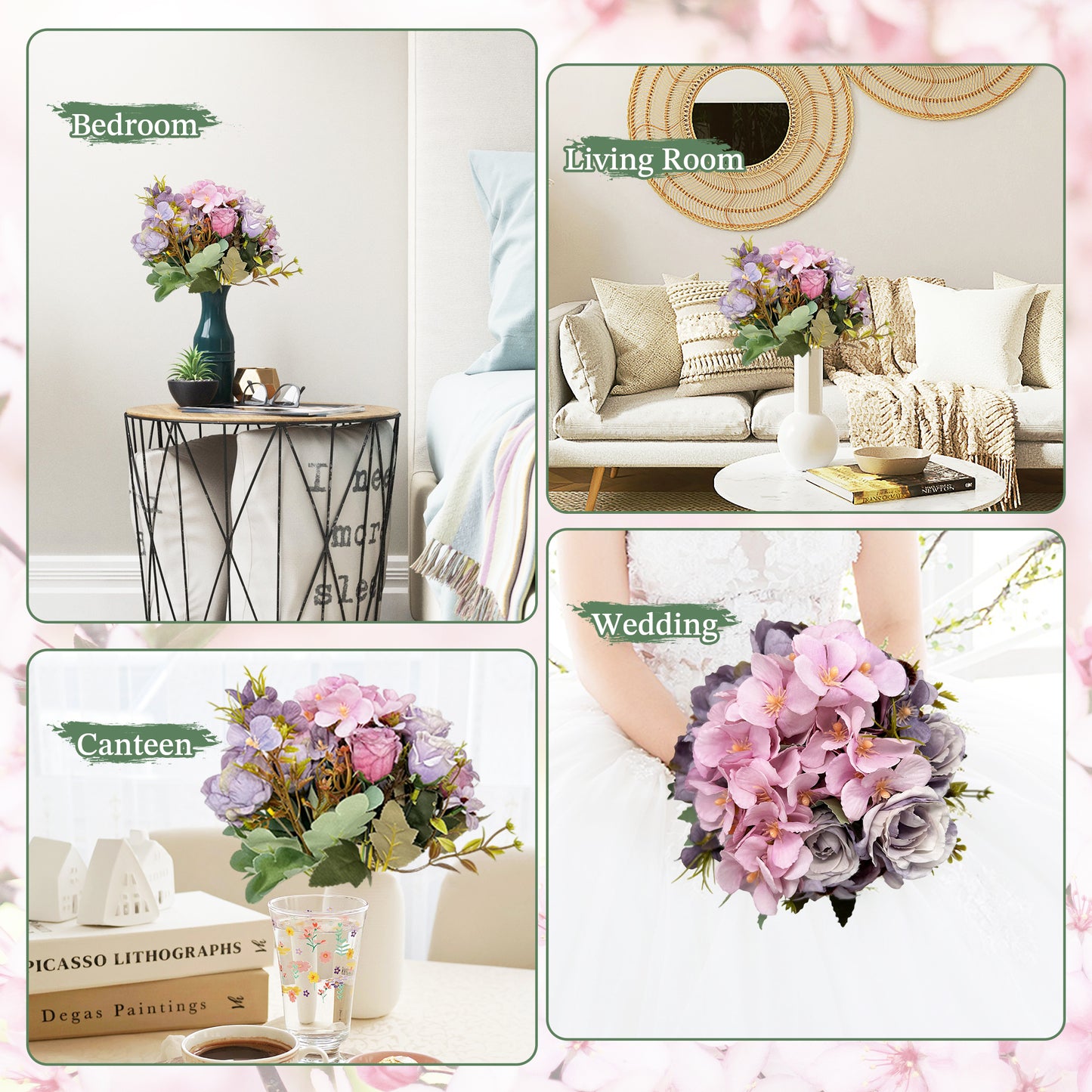 VATTEN HOME Ramos de Tela de Seda Artificial Mixta, adecuados para Ramos de Boda, Decoraciones para Fiestas en el hogar