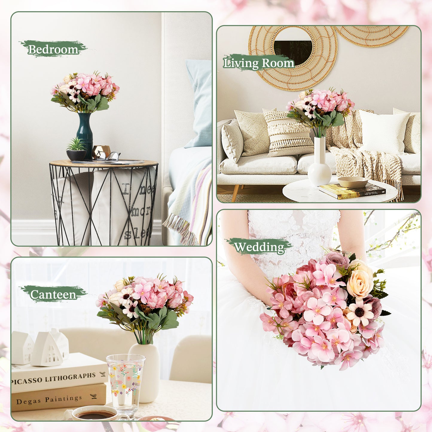 VATTEN HOME Ramos de Tela de Seda Artificial Mixta, adecuados para Ramos de Boda, Decoraciones para Fiestas en el hogar