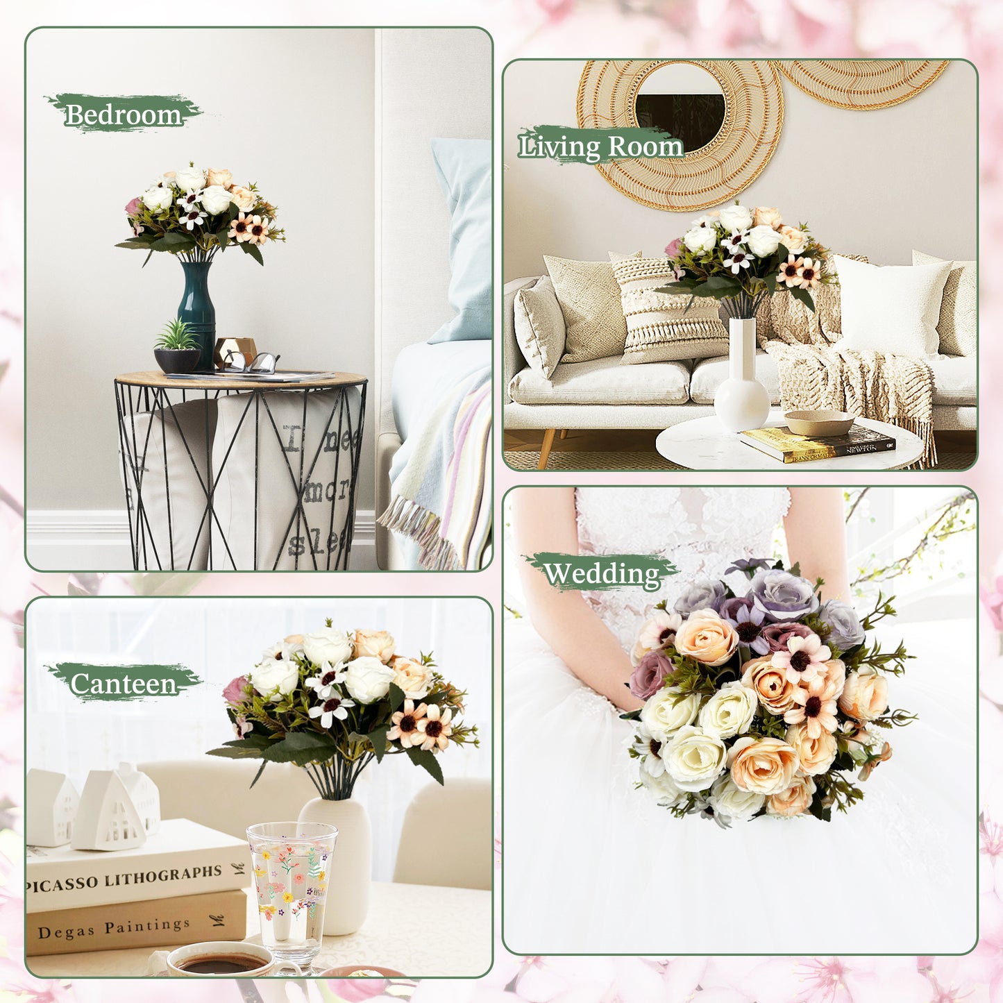 VATTEN HOME Ramos de Tela de Seda Artificial Mixta, adecuados para Ramos de Boda, Decoraciones para Fiestas en el hogar