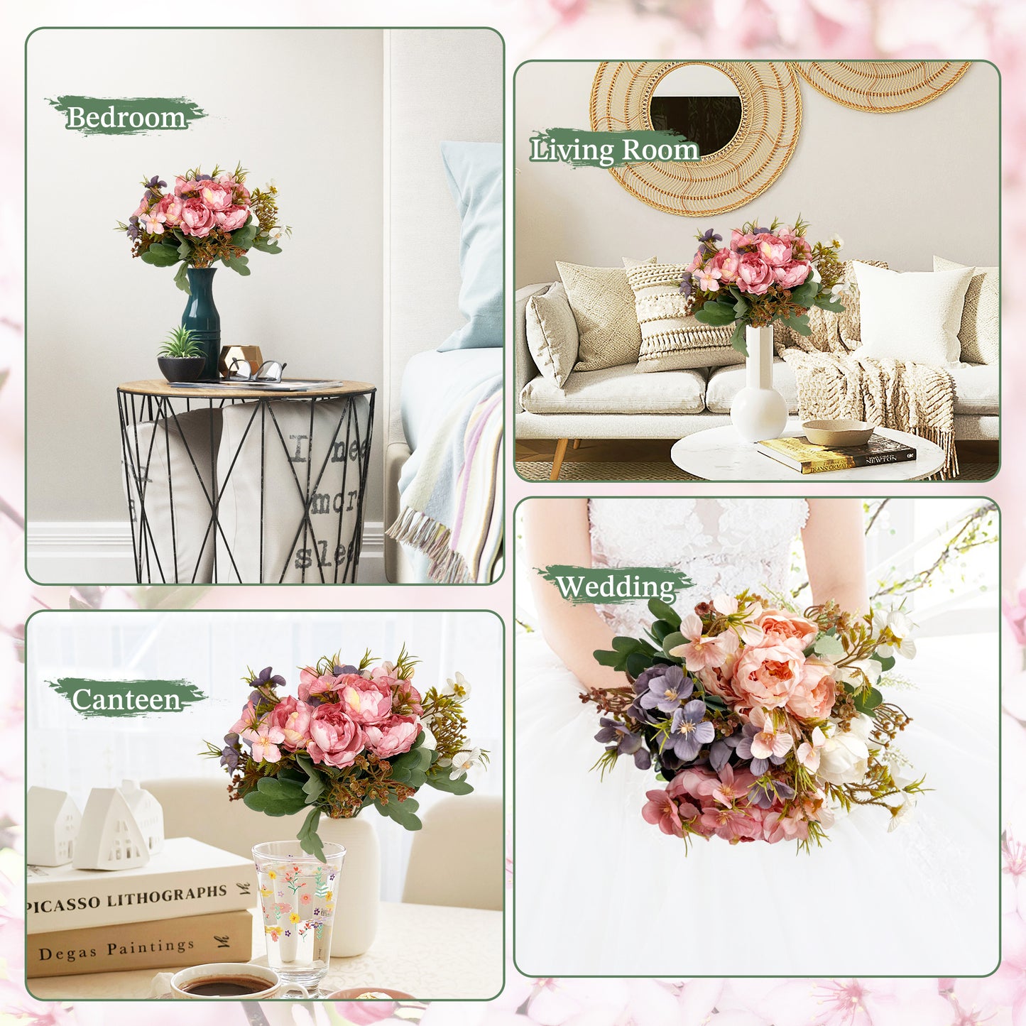 VATTEN HOME Ramos de Tela de Seda Artificial Mixta, adecuados para Ramos de Boda, Decoraciones para Fiestas en el hogar