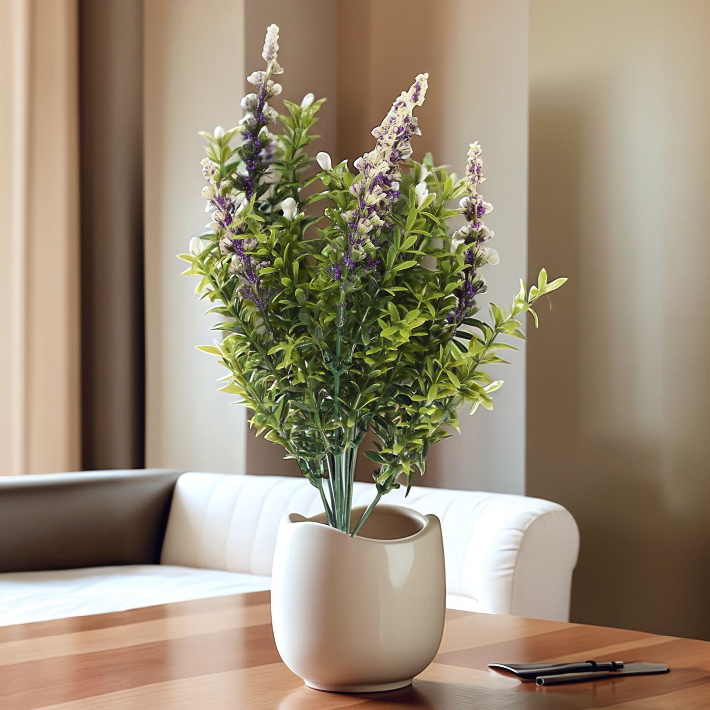 Ramo DE Flores Artificiales, Blanco, Morado, Polietileno+Hierro, Realista, Puro Y Elegante, para Crear FÁCILMENTE UN Ambiente ROMÁNTICO Y Elegante