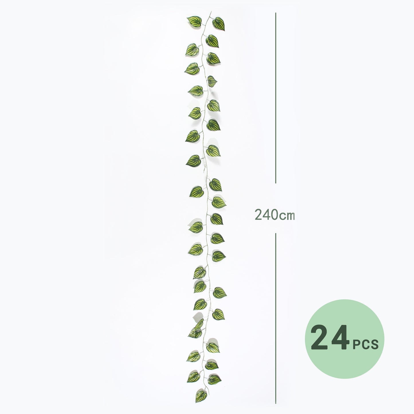 VATTEN HOME 24 Piezas de Hojas de rábano Verde Artificial de ratán 240CM, Adecuado para Cocina, Boda, balcón, etc