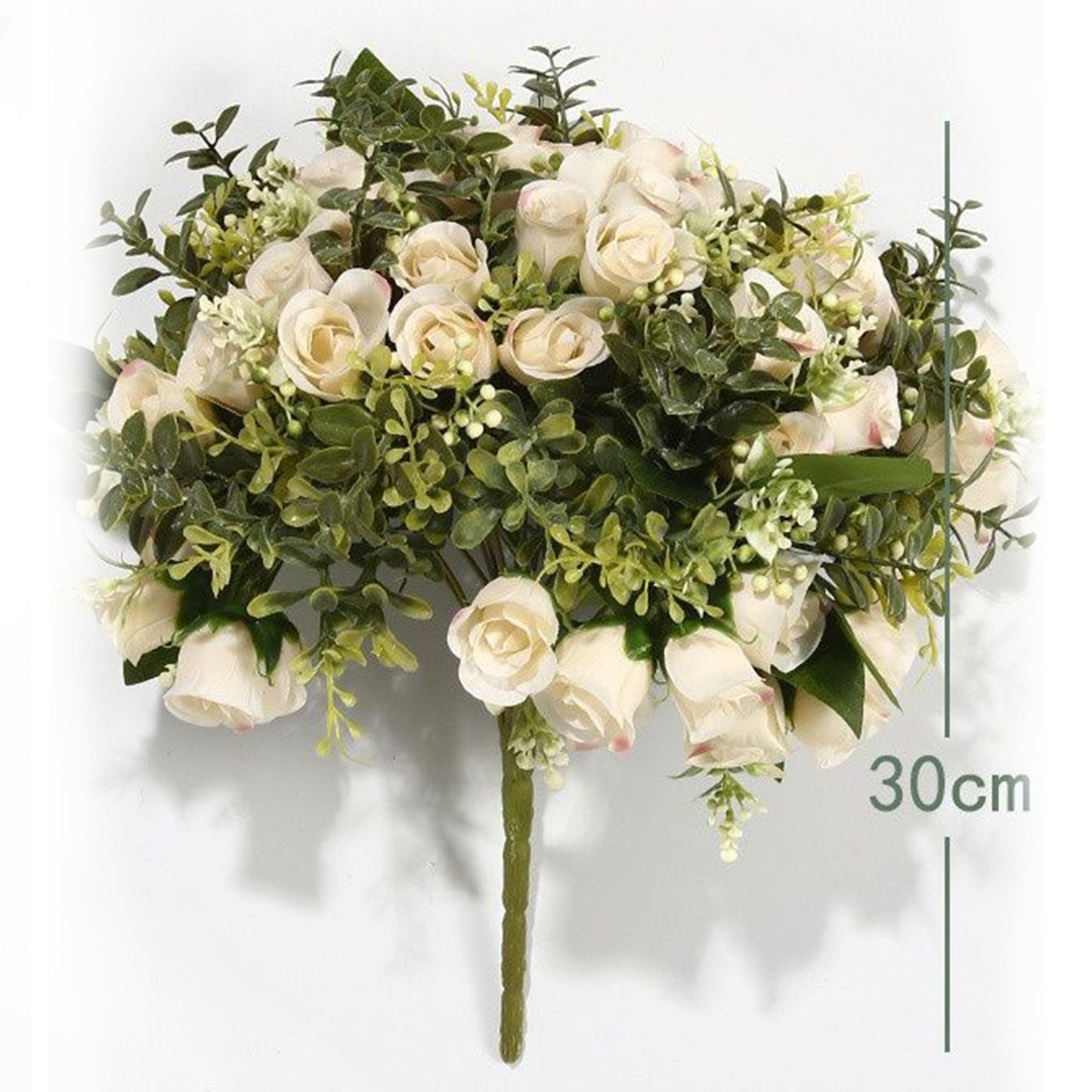 VATTEN HOME Flor DE Ramo Artificial 30CM, Blanco, Polietileno, POLIÉSTER, Hierro, Las Formas Florales Son Completas Y CONSISTENTES, con Capas RICAS, CLÁSICAS Y VERSÁTILES