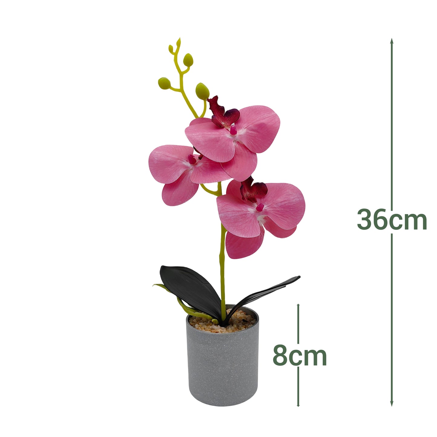 VATTEN HOME Maceta de melamina Artificial Phalaenopsis 3D de 3 Cabezas, 34 x 8 cm