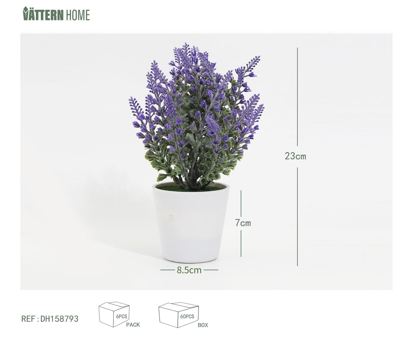 Adornos creativos de decoración en maceta de simulación artificial de plástico de lavanda de 23 x 7 cm