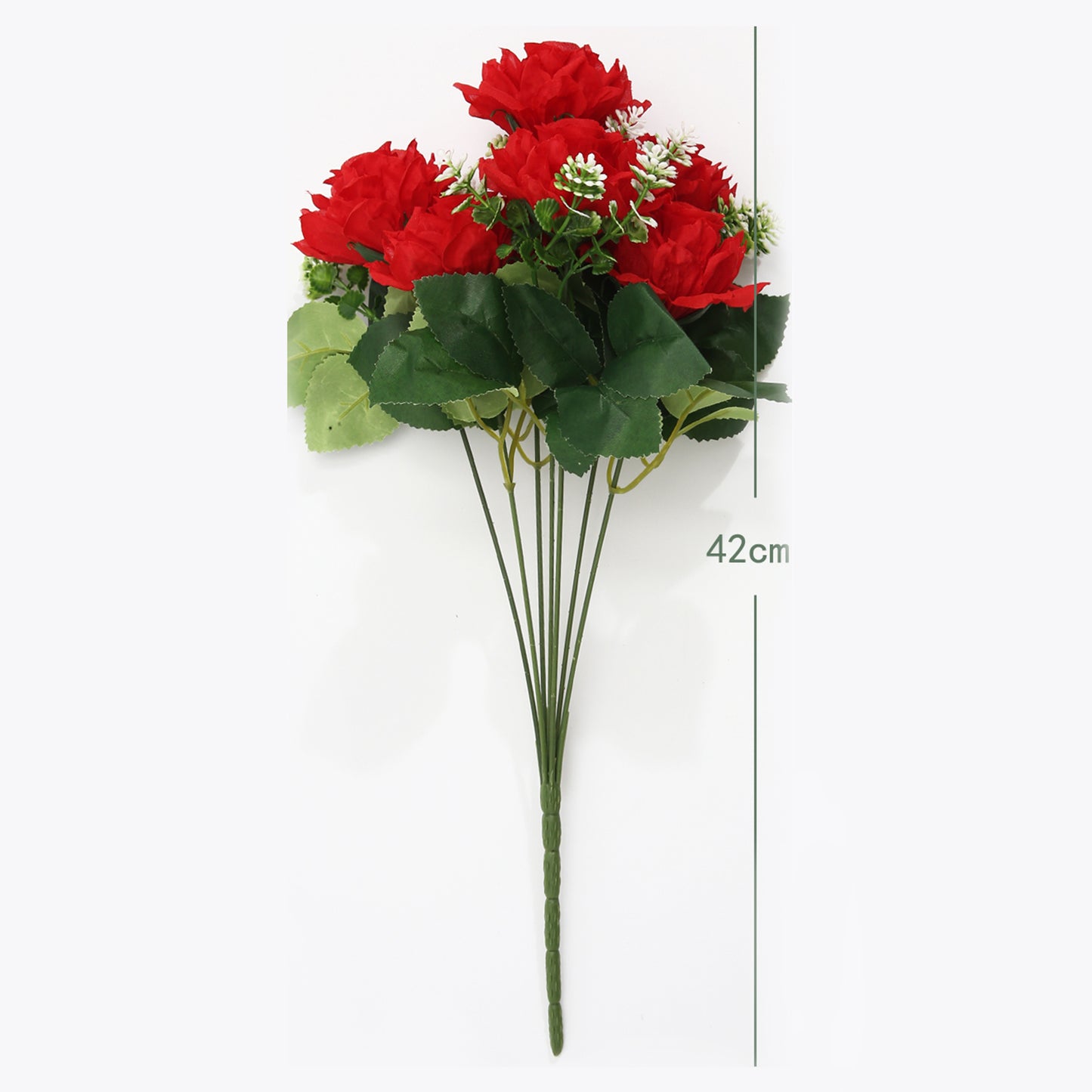VATTEN HOME Dos Ramos de Flores de Limpieza de tumbas simuladas de poliéster de Seda roja y Blanca de 42 cm, para Limpieza de tumbas y decoración de cementerios
