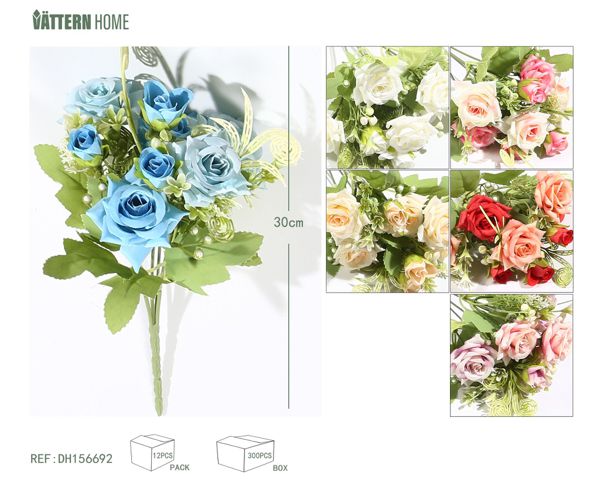5 Rosas Angela 30CM azul, rosa + blanco, rosa + rojo, rosa claro, blanco, champán
