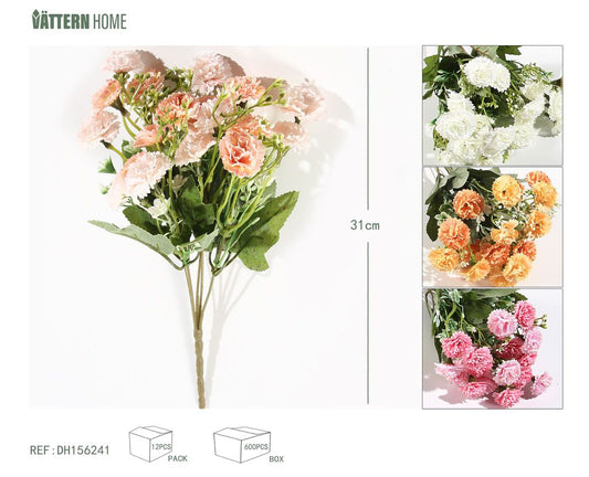 5 tenedores 20 flores clavo pequeño 31CM amarillo, rosa, blanco, champán