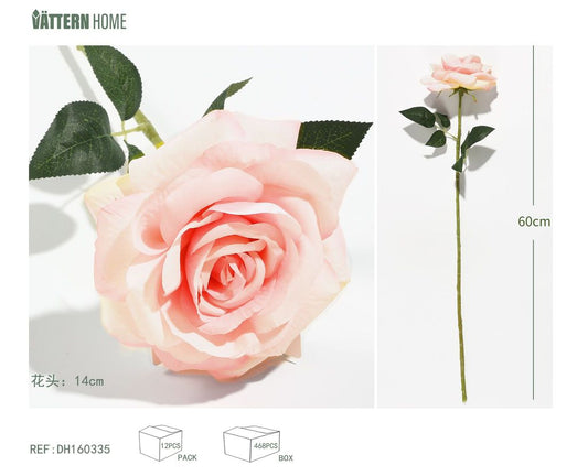Cabeza de flor de rosa artificial grande 14CM, 60CM