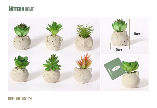 Maceta de plástico de simulación de planta de 5 x 8 cm, serie verde en maceta