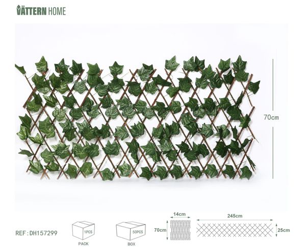 Valla de hoja grande de batata de 70 cm de madera + poliéster de seda verde de capas gruesas, textura clara, natural y verdadera, decora el jardín