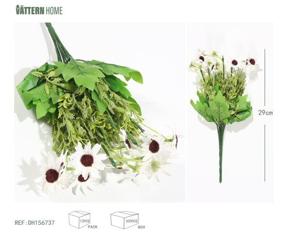 7 crisantemos de trompeta: 29 cm blanco