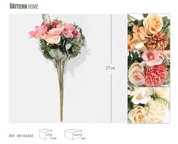 7 forks and 6 heads Nordic chrysanthemum rose bouquet 27CM pink, orange, yellow, purple