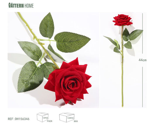 Rosa roja individual flocada de poliéster de 44 cm