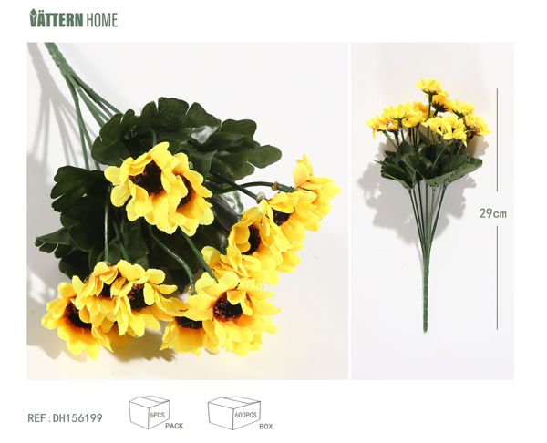 7 tenedores 14 flores pequeño girasol 29CM amarillo