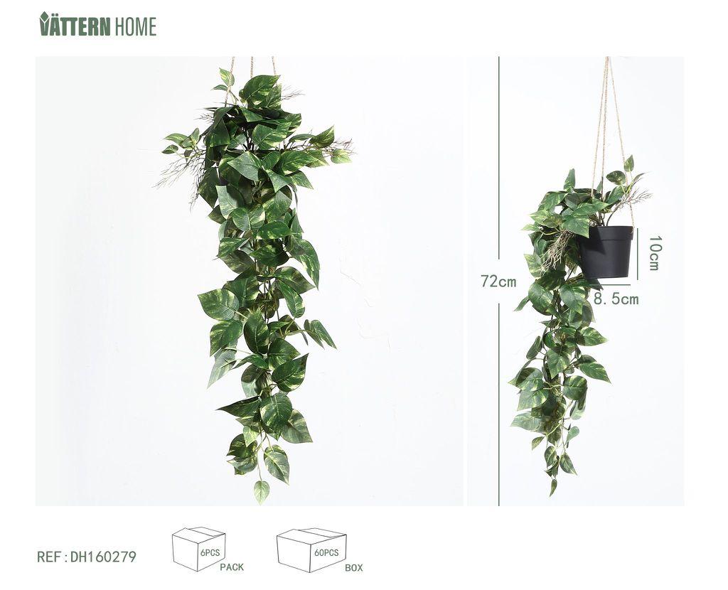 Cesta colgante de rábano verde 72CM, 10*8.5CMPE verde