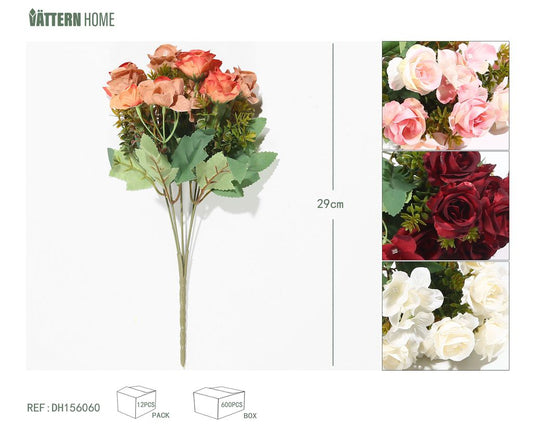 5 hortensias rosas 29CM café, rosa, rojo oscuro, blanco lechoso