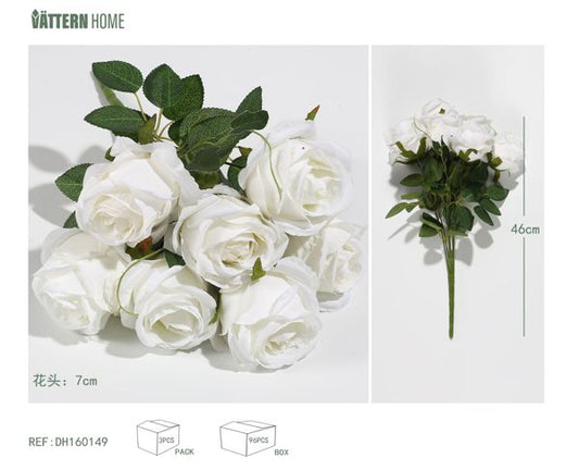 7 cabezas y dorso de flores artificiales de capullo dulce 46CM, 7CM 240 tela de seda
