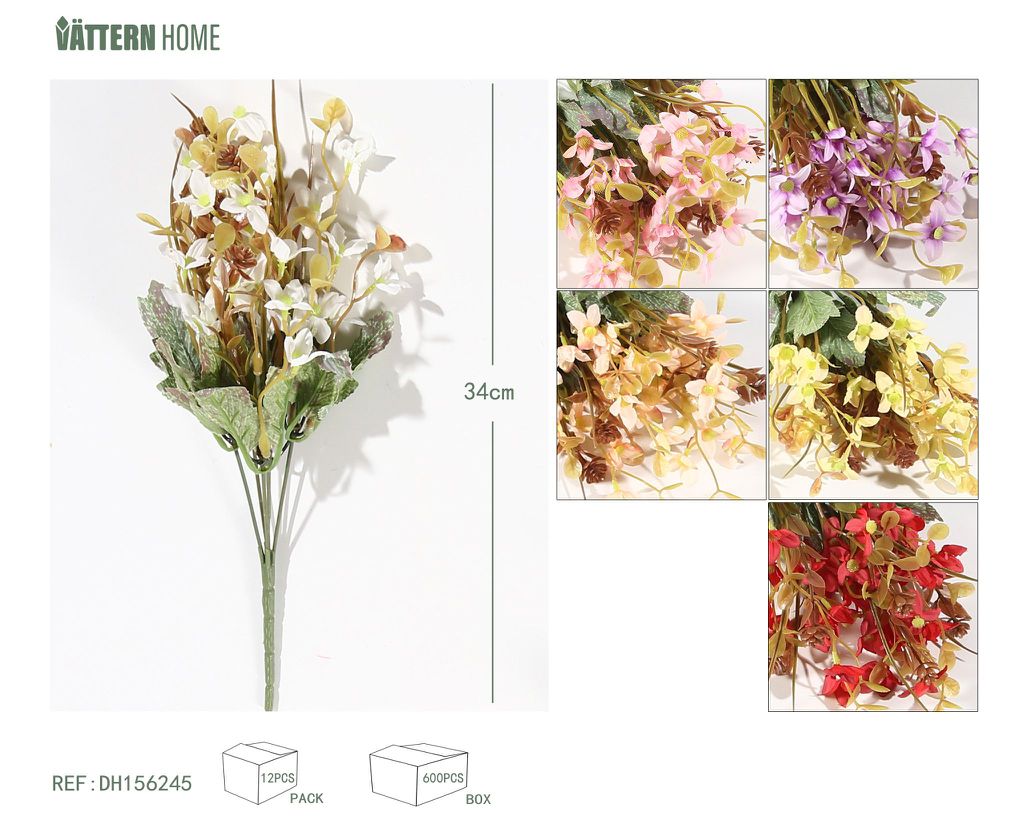 5-fork small flower 34CM pink, purple, green, champagne, white, red