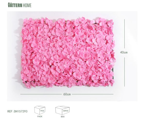 La hilera de flores de 60*40 CM de plástico + poliéster de seda en forma de flor rosa es completa y rica, rica en capas, adecuada para la decoración de ventanas, paredes de flores de fondo, etc.