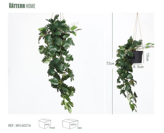 Cesta colgante con forma de tortuga, 72 cm, 10 x 8,5 cm, PE verde