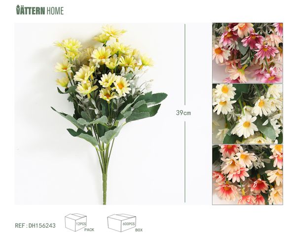 10 pequeños crisantemos de otoño de 39 cm, amarillo, rosa, blanco y morado.