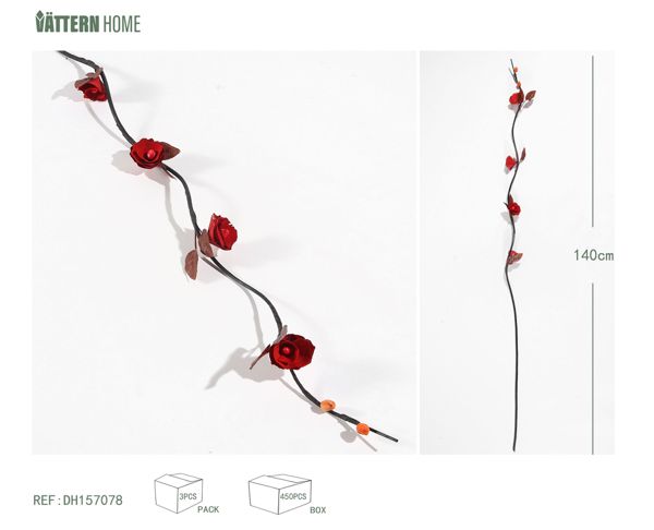 140CM rojo (flores secas) madera + decoración de nailon para el interior, la decoración del espacio siempre es romántica y la vida hogareña está llena de sentido ritual.