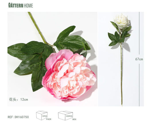 Peonia de tela de fieltro 67CM. Cabeza de flor 12CM