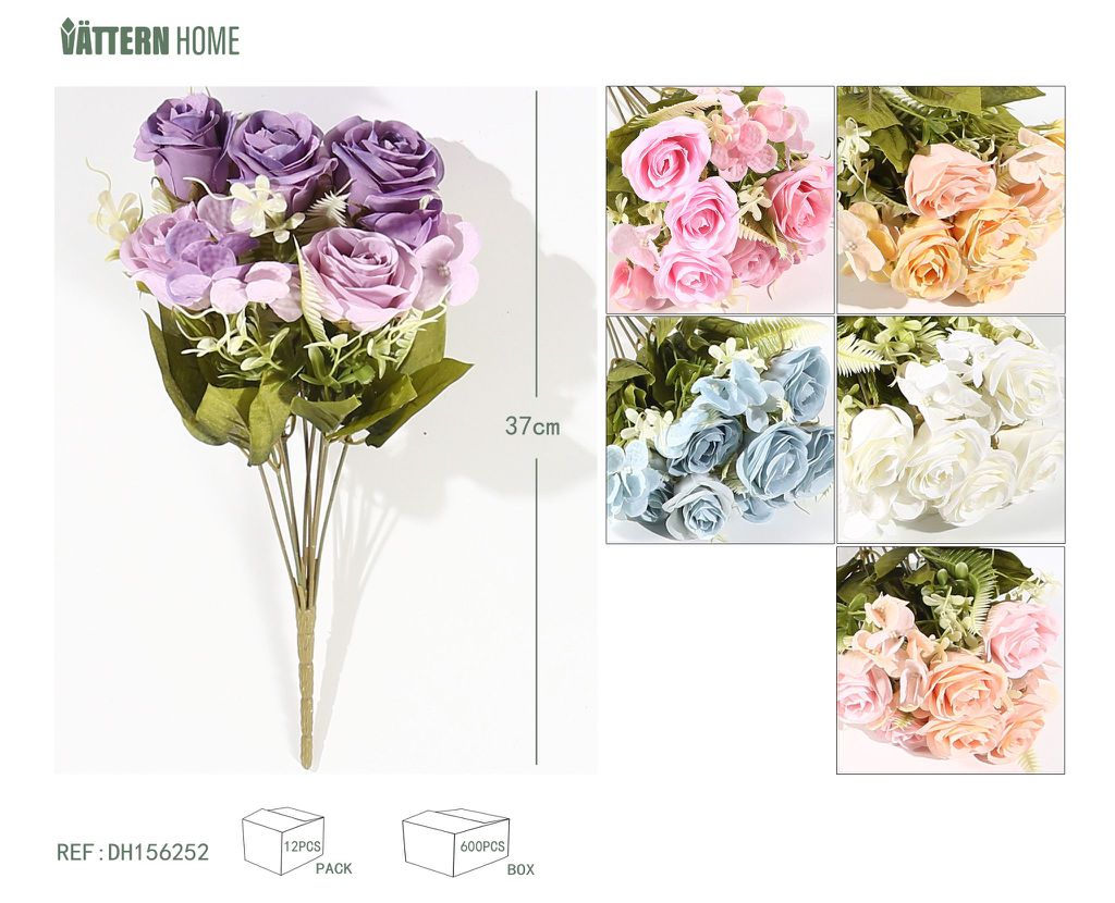 Rosa de montaña de nieve latina de 9 puntas 37CM azul, rosa claro, morado, amarillo claro, blanco, rosa