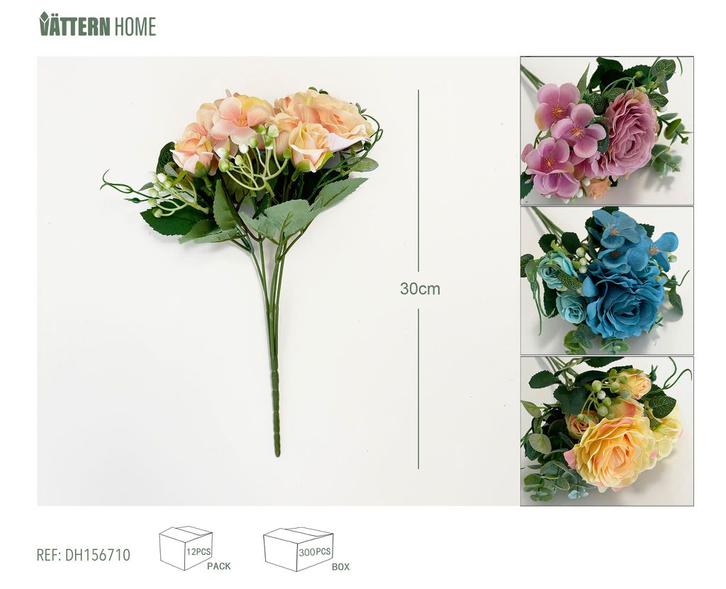 5 cabezas de 30CM blanco, rosa violeta, rosa claro, violeta, amarillo, azul