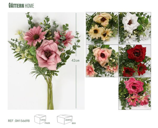 3 rosas 42CM morado, rosa, beige, blanco, rojo, rosa rojo