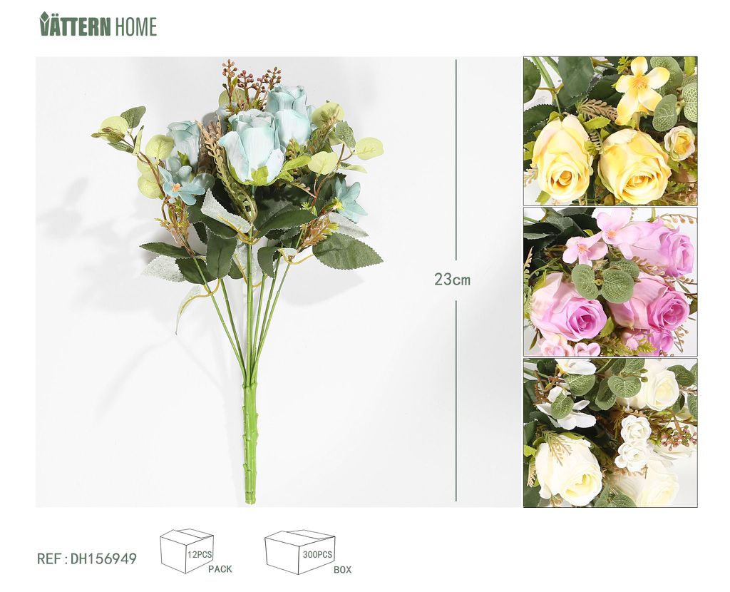 9 tenedores 27 cabezas Melbourne Rose 23CM blanco, rosa, champán, azul