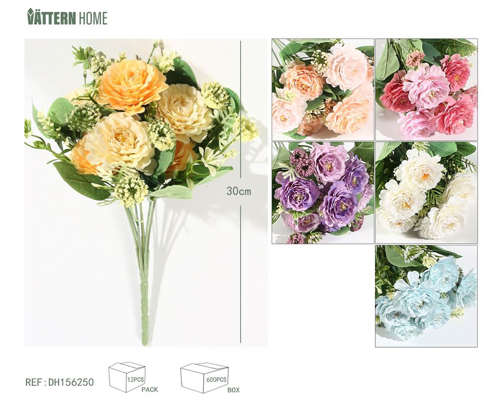 7 tenedores 7 flores loto rosa 30CM rosa claro, azul verde, amarillo, morado, blanco, tela rosa