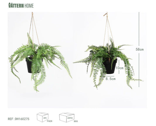 Cesta colgante para planta de horquilla persa, 58 cm, 8 x 10 cm, color verde oscuro y verde claro.