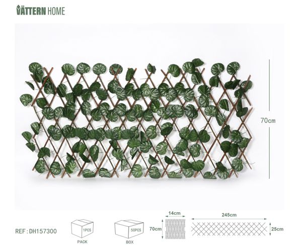 Valla de begonia de hojas grandes de 70 cm de madera + poliéster de seda verde grueso y en capas, grano claro, natural y auténtico, decora el jardín