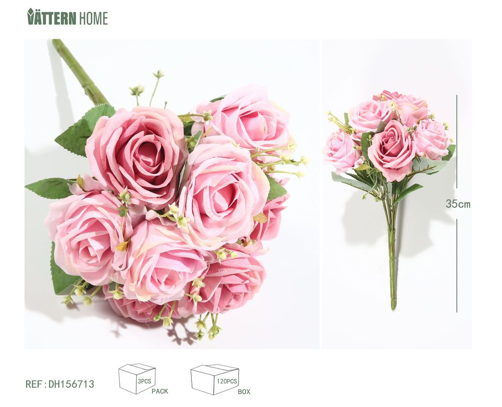 9 rosas fragantes de copo de nieve de 35 cm en color rojo arena